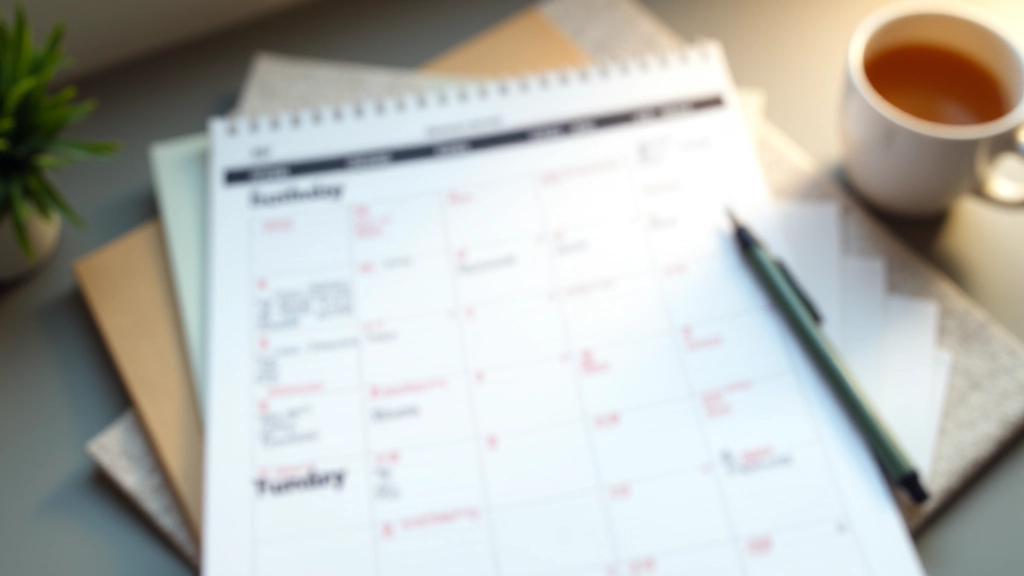 Desk calendar showing marked dates and scheduled tasks with pen