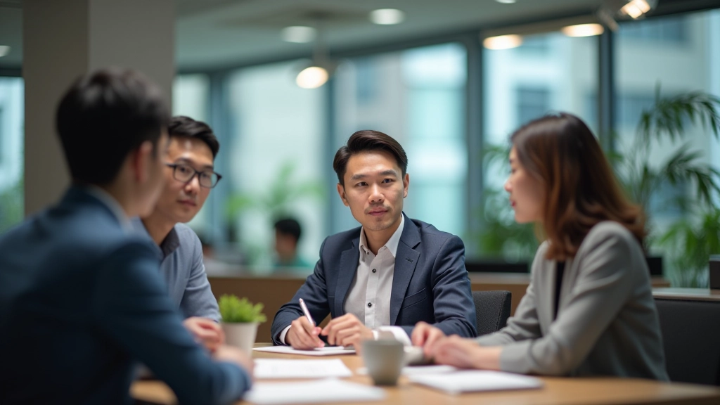 Team members in Hong Kong office environment discussing time management strategies