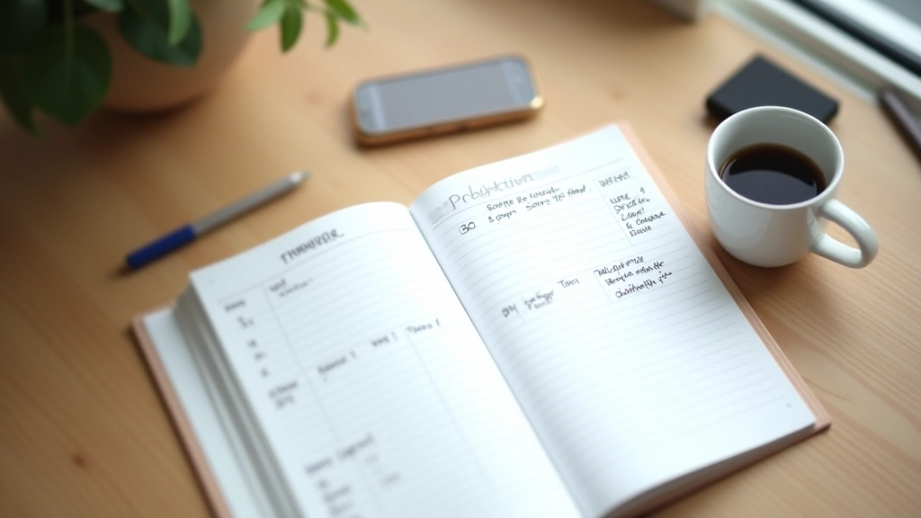 Notebook with daily schedule and priority tasks written out