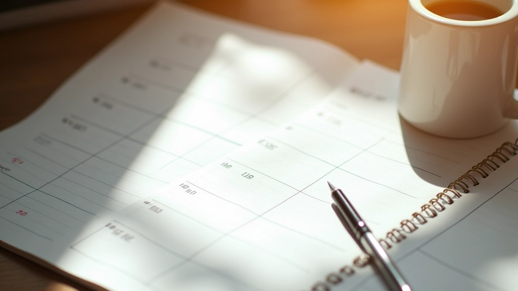 Calendar and scheduling tools arranged on workspace